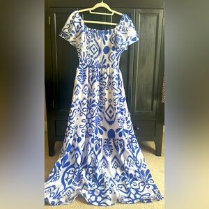 NWT royal blue and white maxi dress